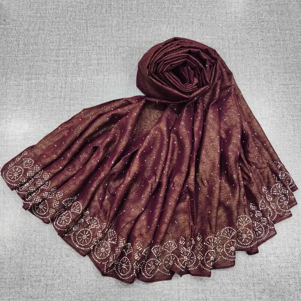 Shimmer Chiffon Hijab With Beads Work | HJ45